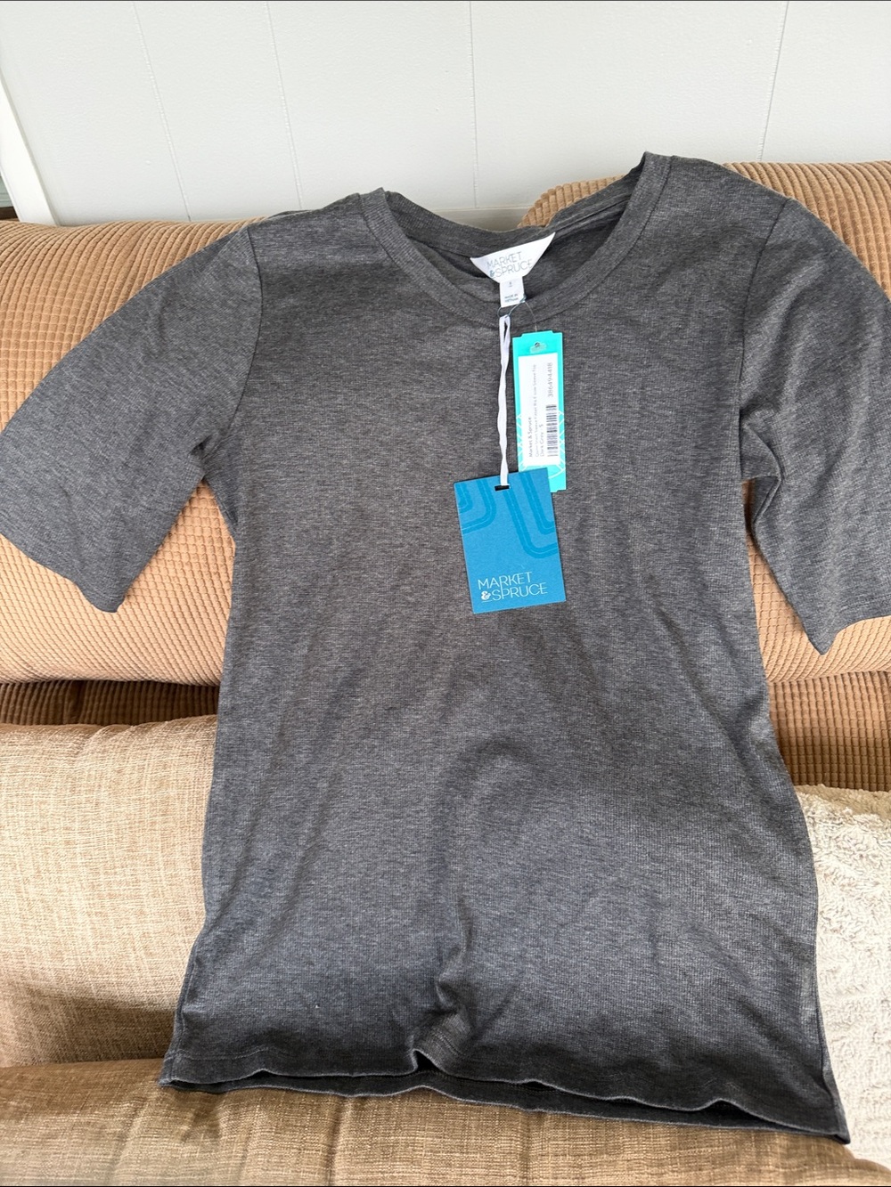 Women’s shirt. Market & Spruce Heather Charcoal Short Sleeve Ribbed Top